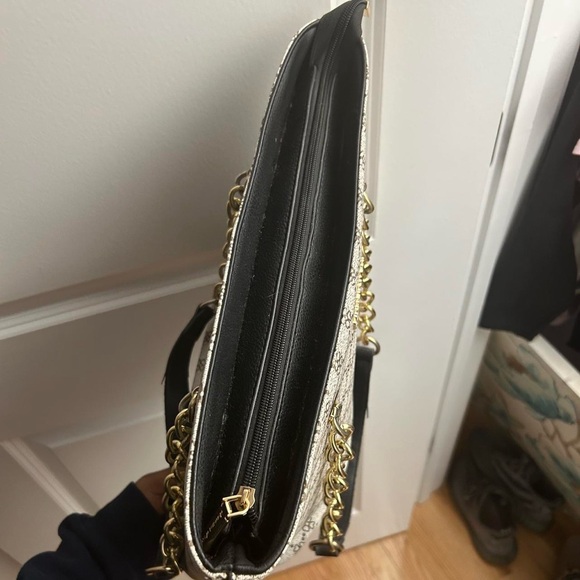 Anne Klein Cream Patterned Tote with Gold Chains - Picture 5 of 8